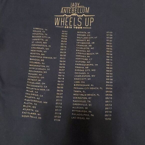 Lady Antebellum 2015 black concert tour t-shirt size S wheels up - Picture 6 of 6